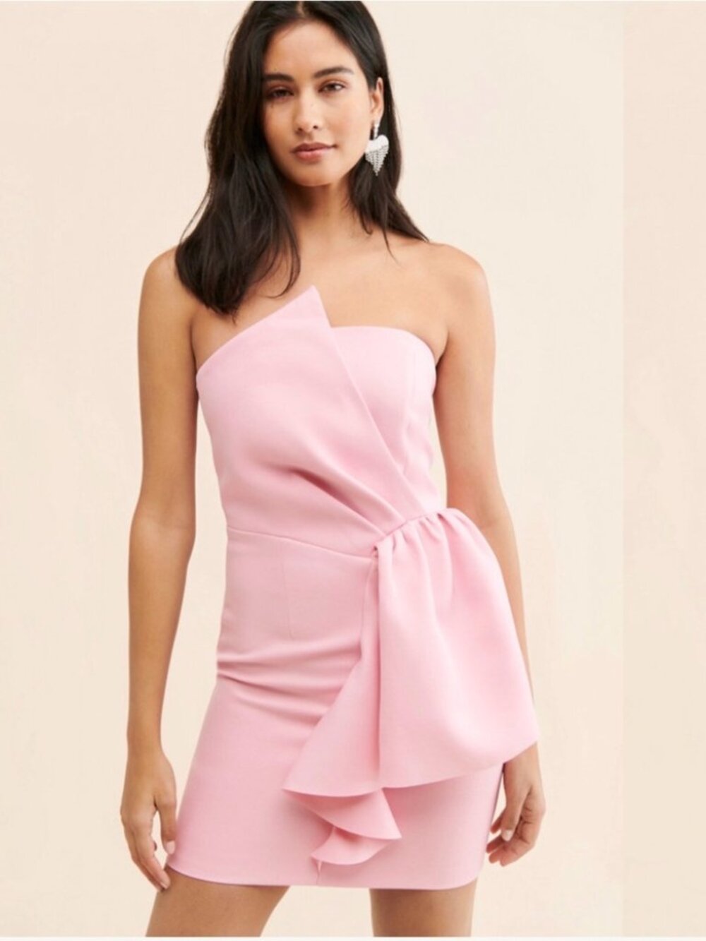 Elliatt Blush Pink Strapless Ruffle Mini Dress